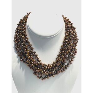 Ross &Simons Cultured Twisted 8 Strand Brown Pearl Necklace‎ 16" Sterling Clasp